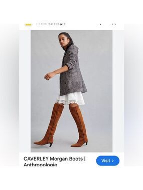 ANTHROPOLOGIE CAVERLEY  Morgan Boots Over-the-Knee Camel Suede Kitten Heel NEW